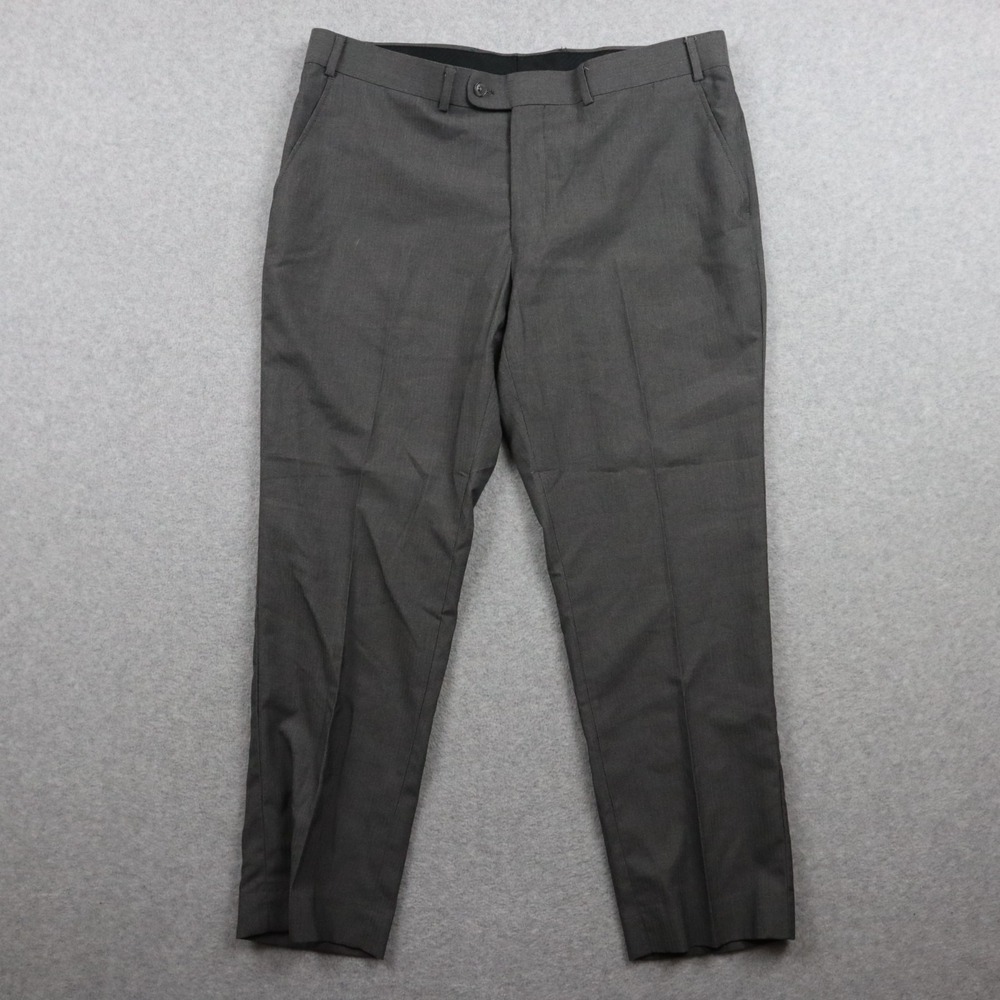 Perry Ellis Portfolio Pants Mens 38x28 Dress Slacks Suit Formal Flat Front Gray